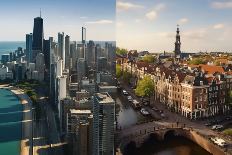 Chicago en Amsterdam in vogelvlucht